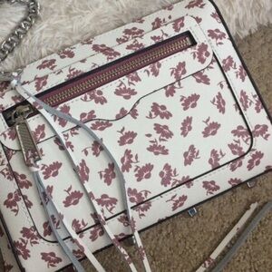 Rebecca Minkoff White Crossbody Bag with Dusty Rose Floral Print